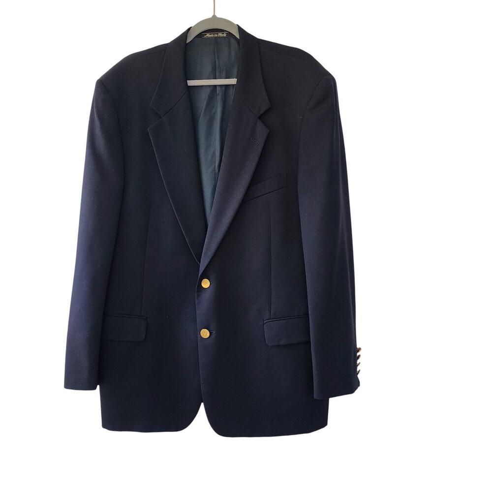 Valentino vintage men's sports coat jacket 44 R navy nautical preppy designer